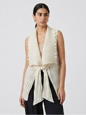 Lundstrom Chiffon Pleated Tie Front Vest Jacket - 14, new with tags!
